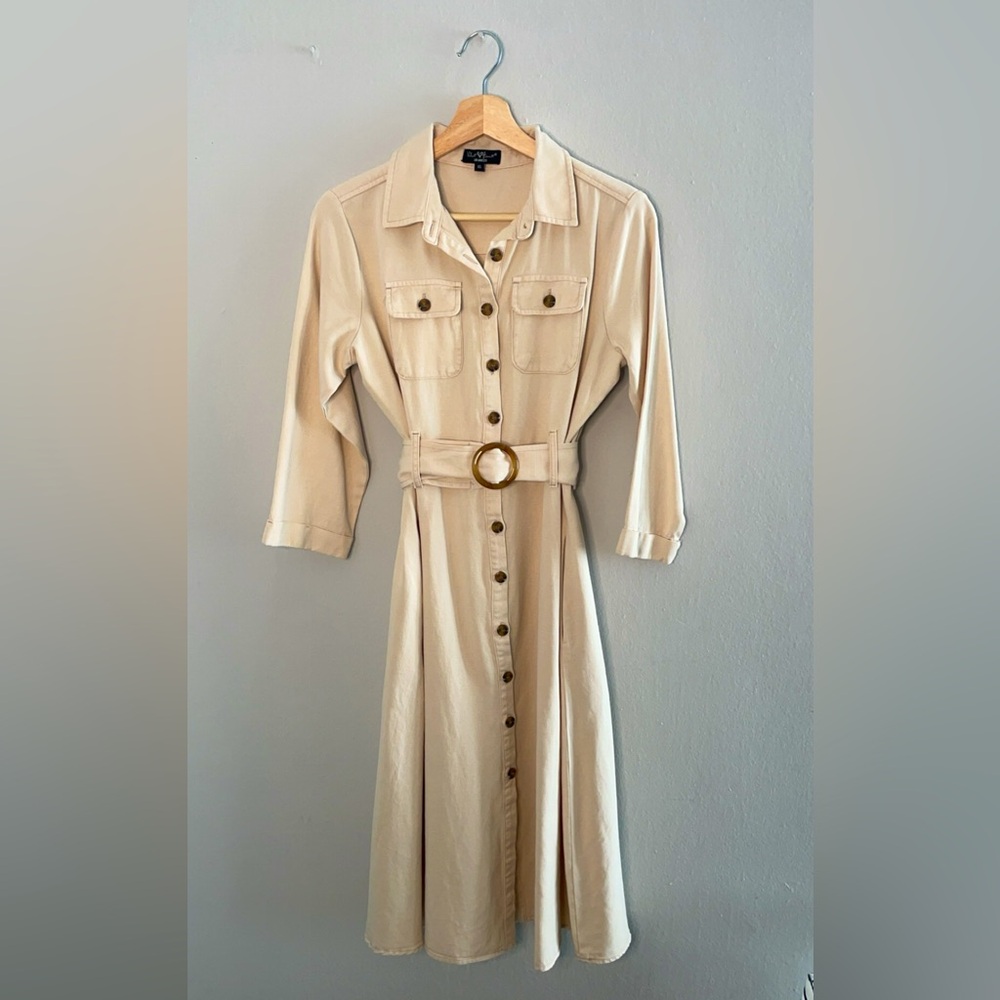 VELVET HEART Cream Button-Down Dress; Size Xsmall; Color Cream